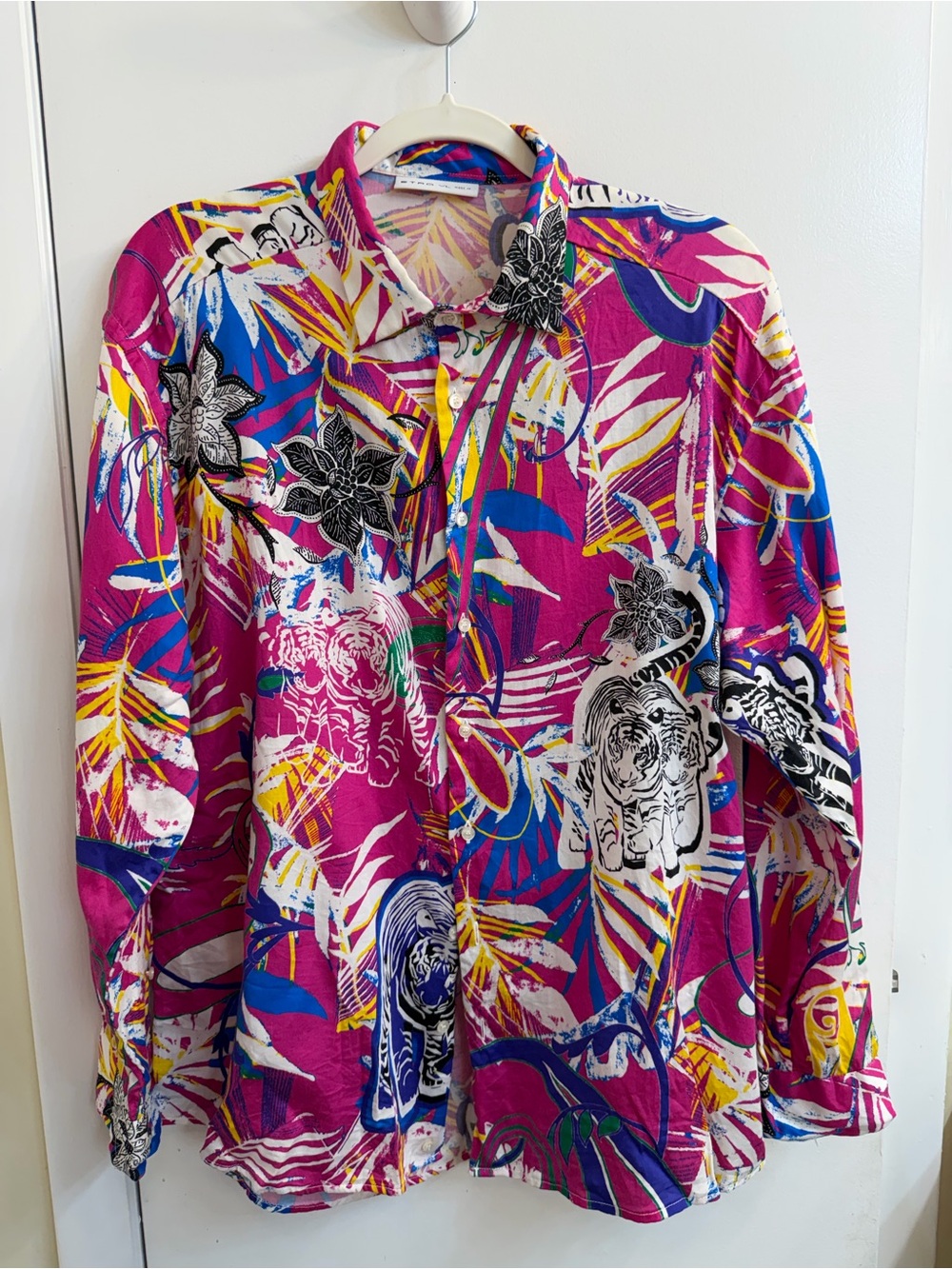 Etro Men's Bold Magenta Tropical Button-Down Shirt